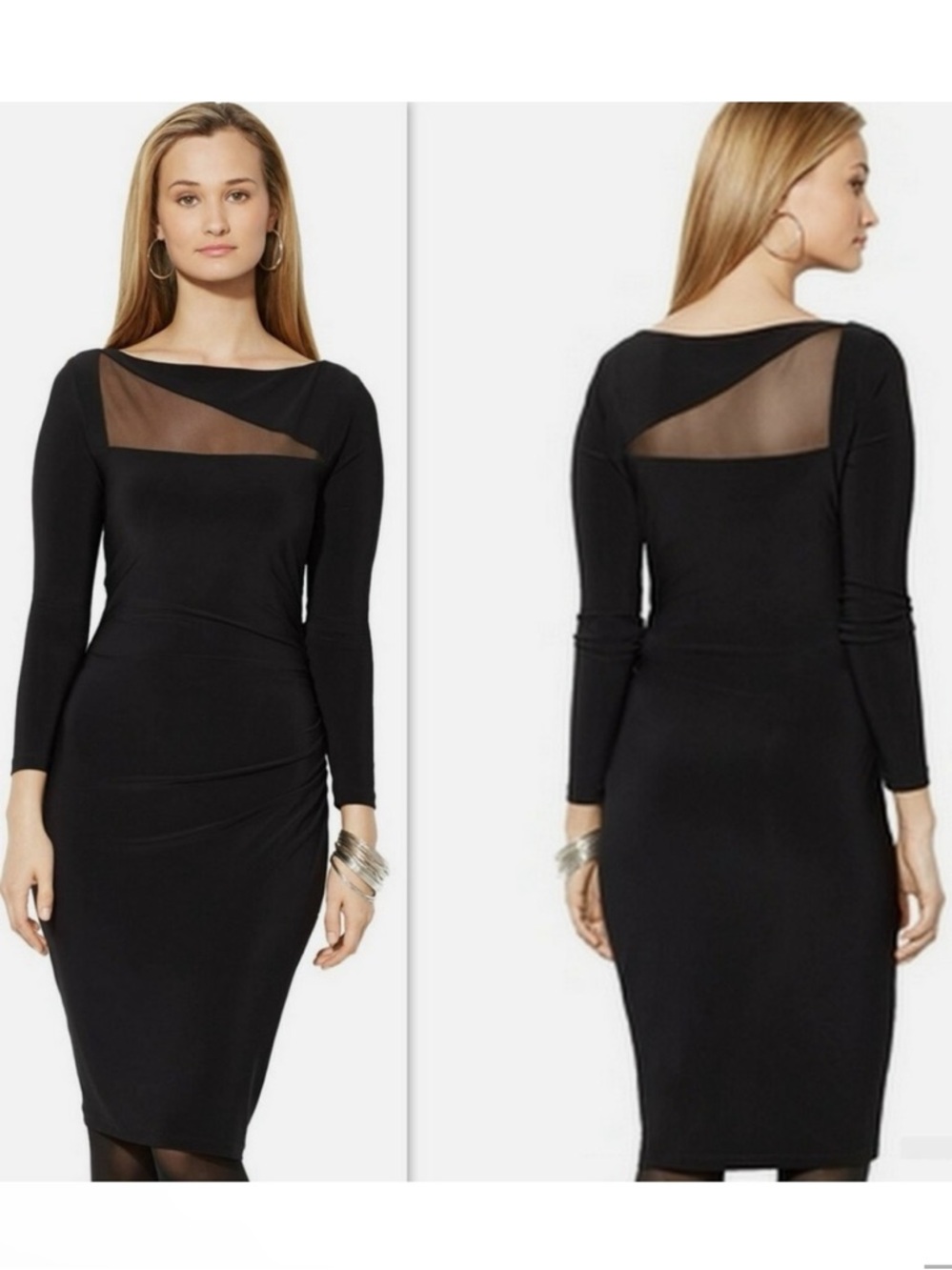 Ralph Lauren Black Bodycon Long Sleeve Sheath Dress